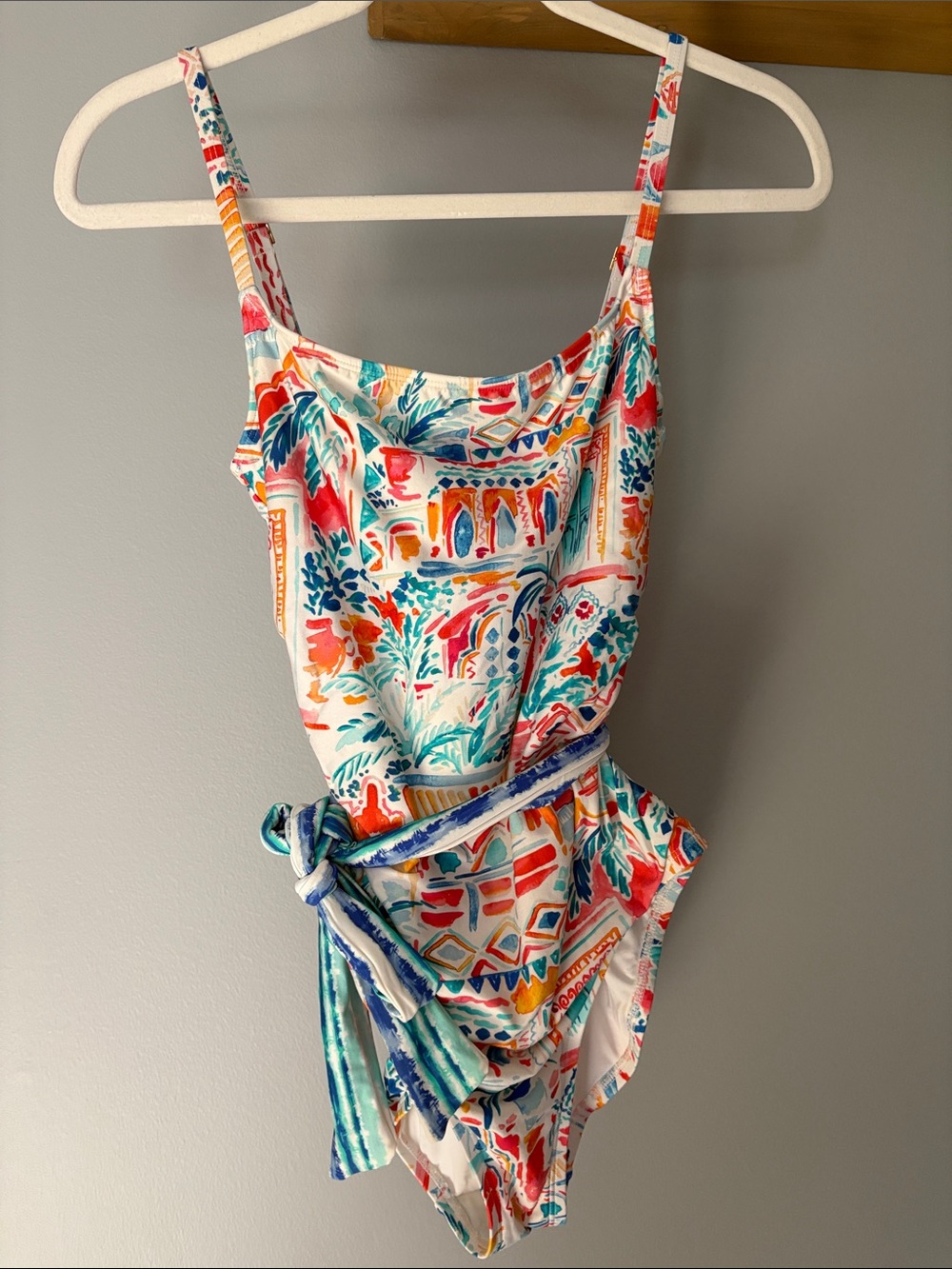 La Blanca Multicolor Floral & Geometric One-Piece Swimsuit with Waist Tie